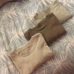 3 Men’s uniform shirts - 2 beige, 1 brown